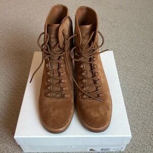 Vince- Falco Tan Suede Block lace up boot
